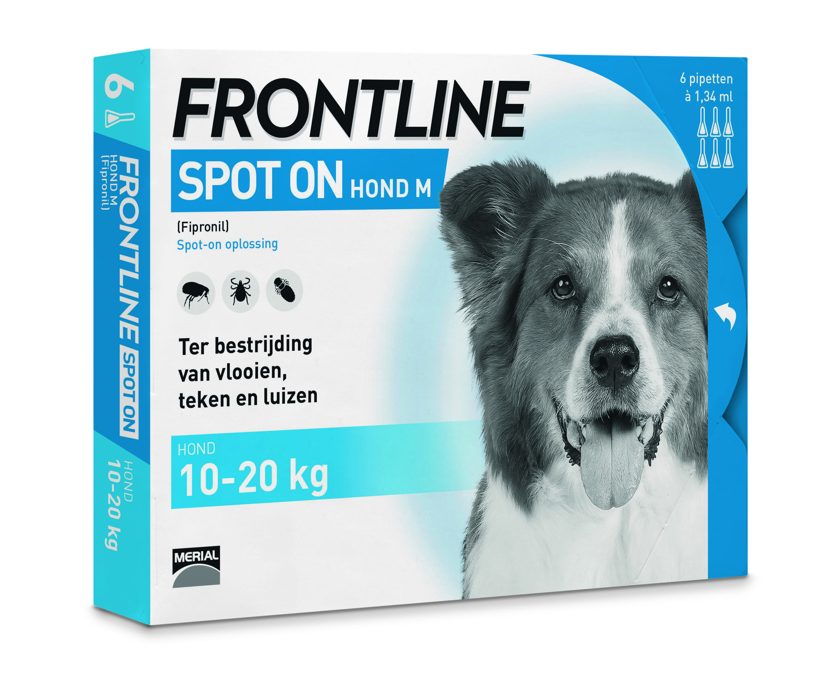 Frontline Spot On - Pipet - Anti vlooien en teken Hond - 6 pipetten - M Frontline Spot On - Pipet - Anti vlooien en teken Hond - 6 pipetten - M