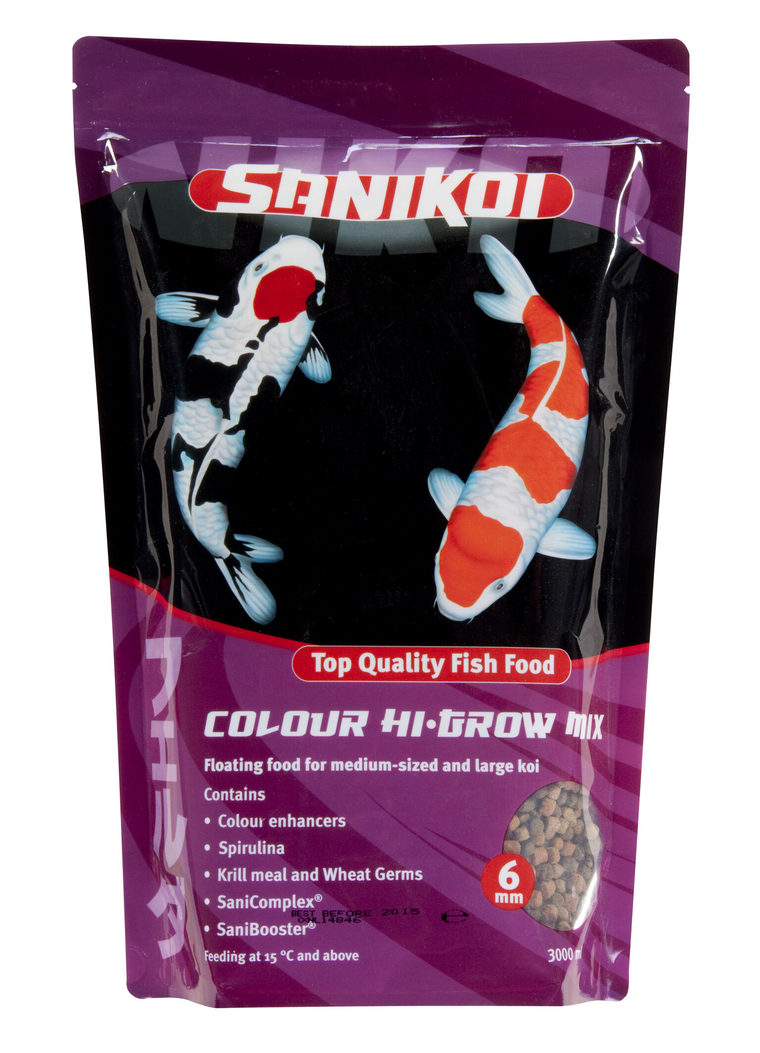 SaniKoi Colour Hi-Grow Mix 6mm - Vijvervissenvoer SaniKoi Colour Hi-Grow Mix 6mm - Vijvervissenvoer