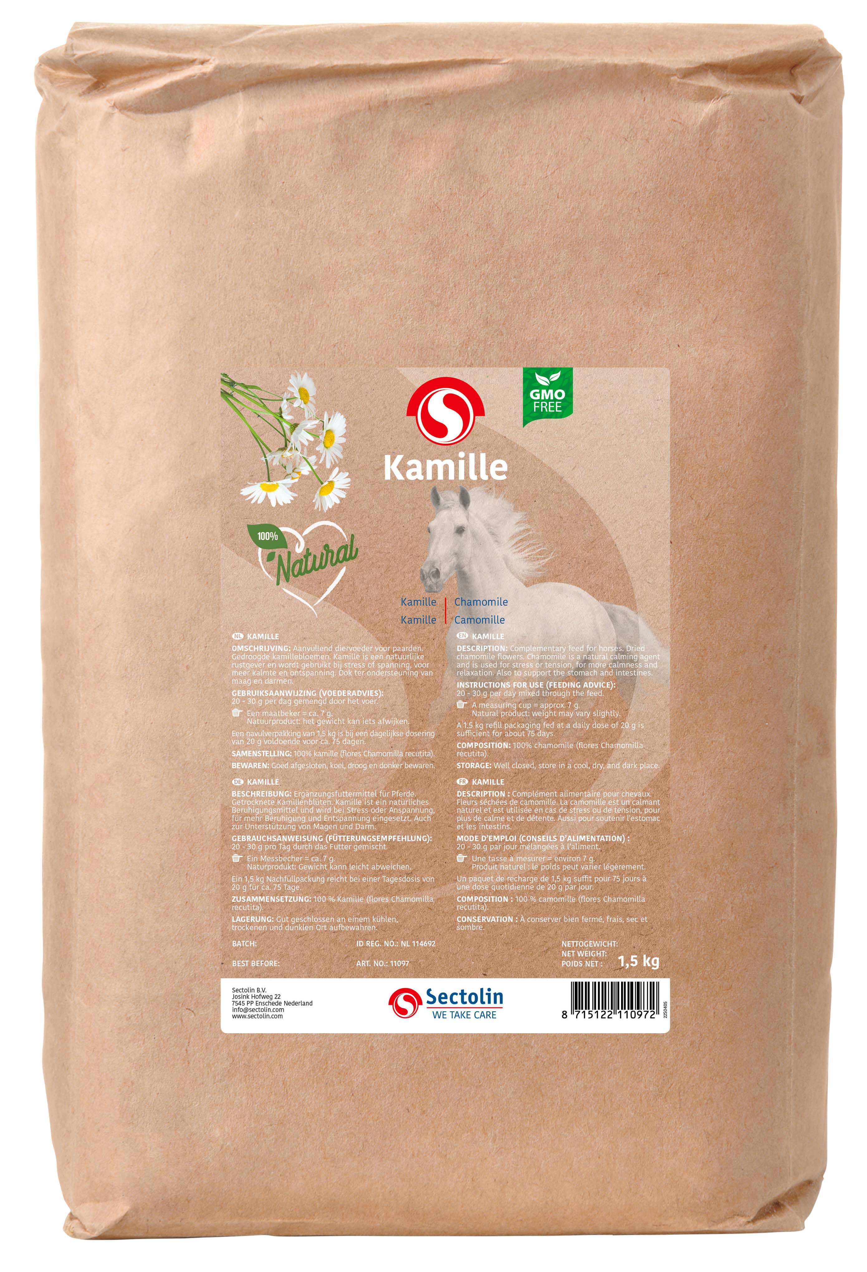 Sectolin Kamille Kruid Navulverpakking - Kalmeringssupplement Paard - 1.50 - Zak