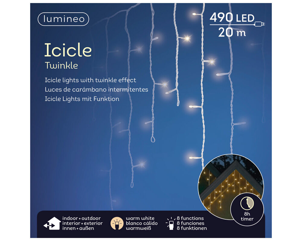 Lumineo Twinkelend- IJspegelverlichting - 490 - 18.5 cm - Warm wit Lumineo Twinkelend- IJspegelverlichting - 490 - 18.5 cm - Warm wit