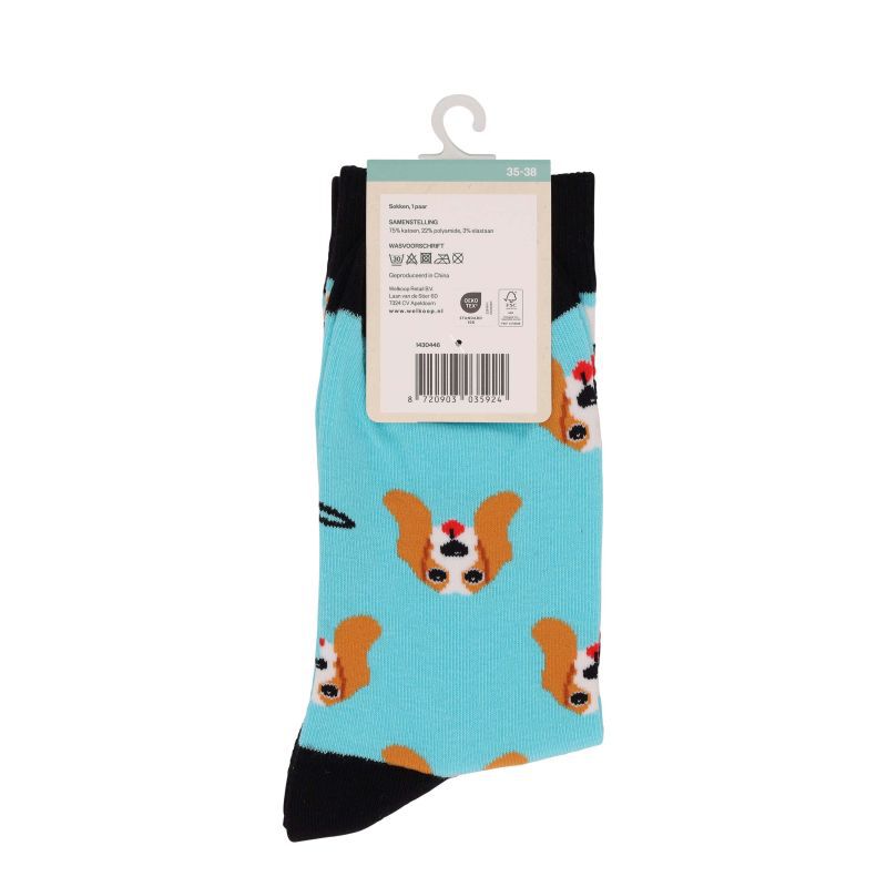 Welkoop Fun Hond - Sokken - Blauw - 35-38