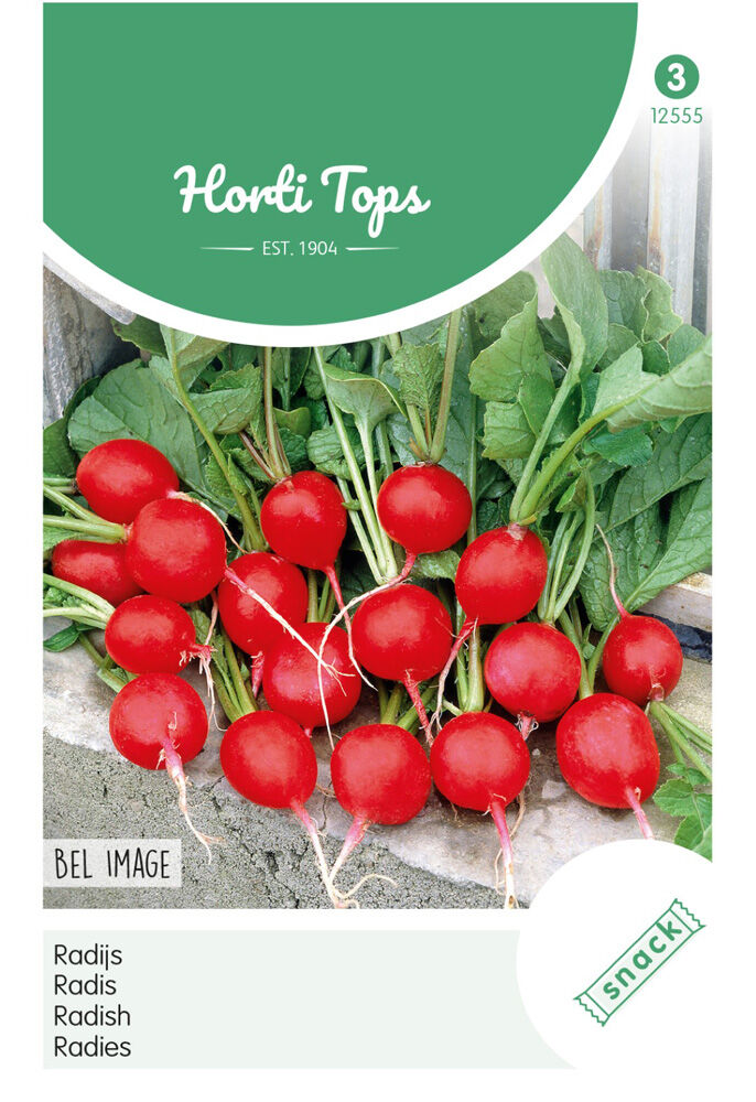 Hortitops Radijs Raphanus sativus Bel Image, Ronde Rode Kortlof - Groentezaden Hortitops Radijs Raphanus sativus Bel Image, Ronde Rode Kortlof - Groentezaden