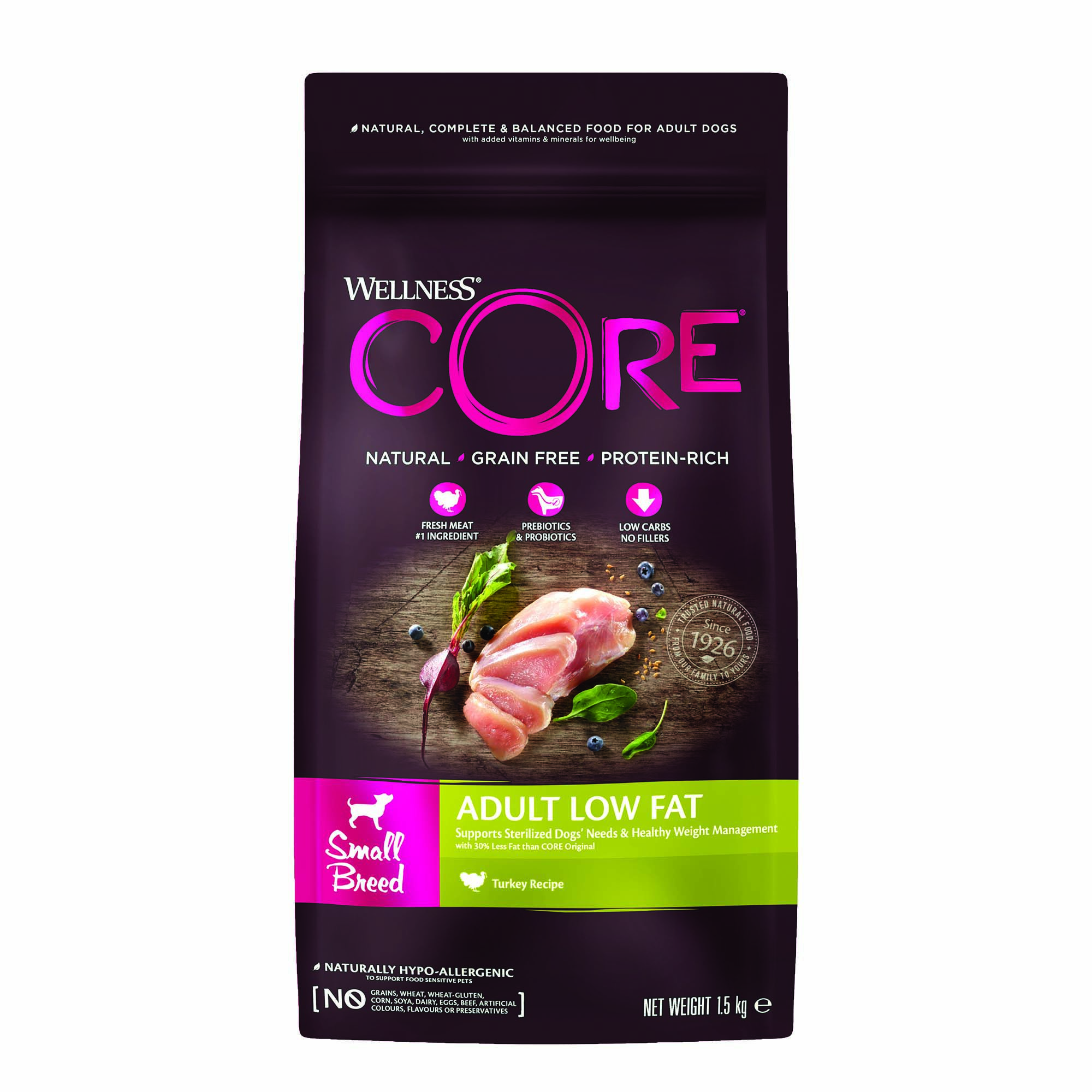 Wellness CORE Adult Low Fat Small-Breed - Hondenvoer - Kip - 1,5 kg