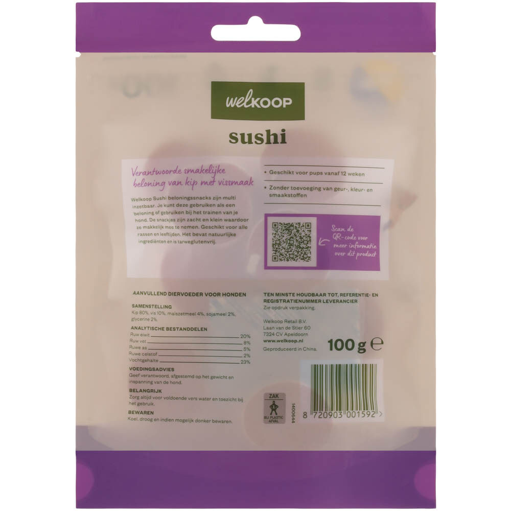 Welkoop Sushi - Hondensnack - 100 - vis, kip - XS