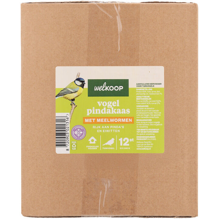 Welkoop - Vogelpindakaas - Tuinvogelvoer - Meelwormen - 12 stuks