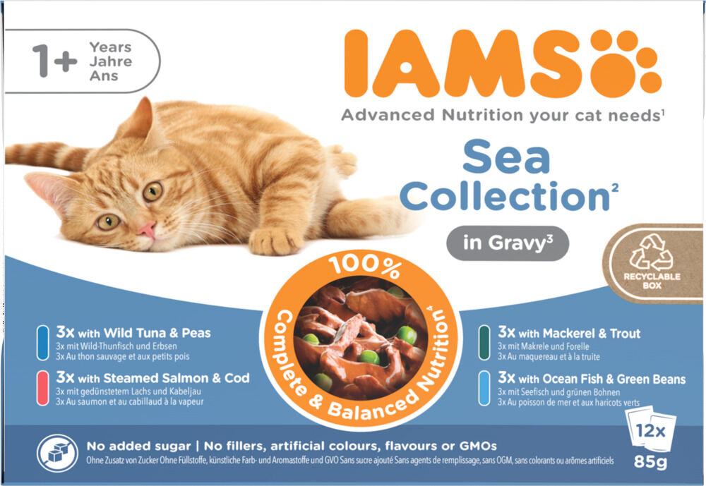 IAMS Sea - Delights - 12x85 gram - Vis - Zalm - 1,02 kg