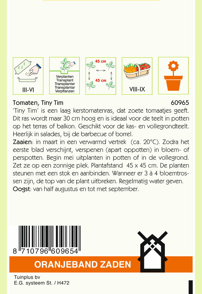 Oranjeband zaden Tomaat Tiny Tim - Groentezaden