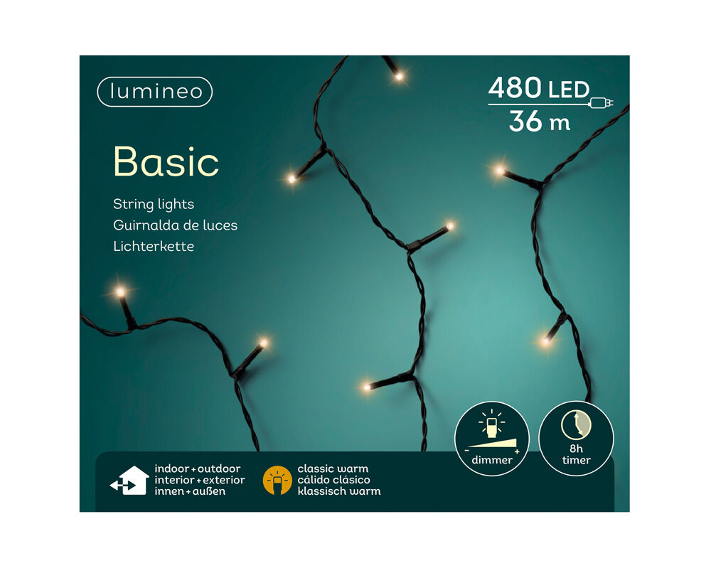 Lumineo Basic - Kerstboomverlichting - 480 - Klassiek warm wit - 360 cm Lumineo Basic - Kerstboomverlichting - 480 - Klassiek warm wit - 360 cm