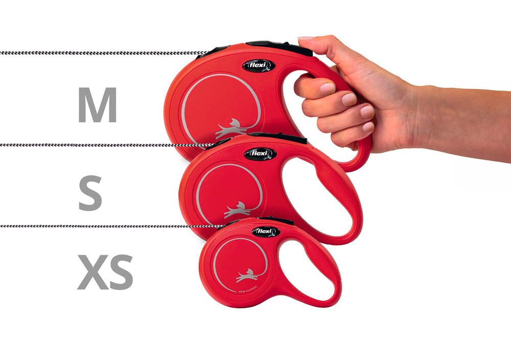 Flexi New Classic Koord - Rollijn - Hondenriem - rood - XS - 300 cm