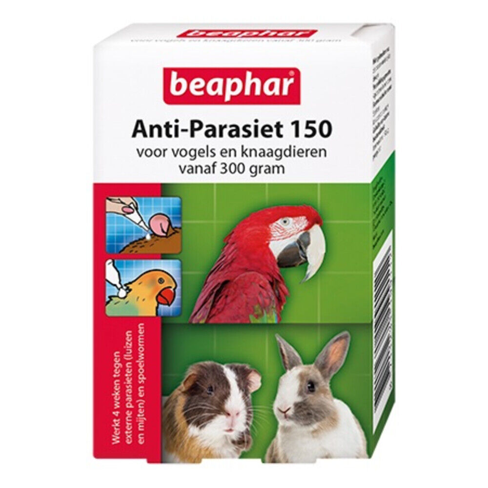 Beaphar Anti-parasiet 150 - Vogels, Konijnen en  Knaagdieren vanaf 300gr - Pipetten - 9.50x6.50x6.50 cm