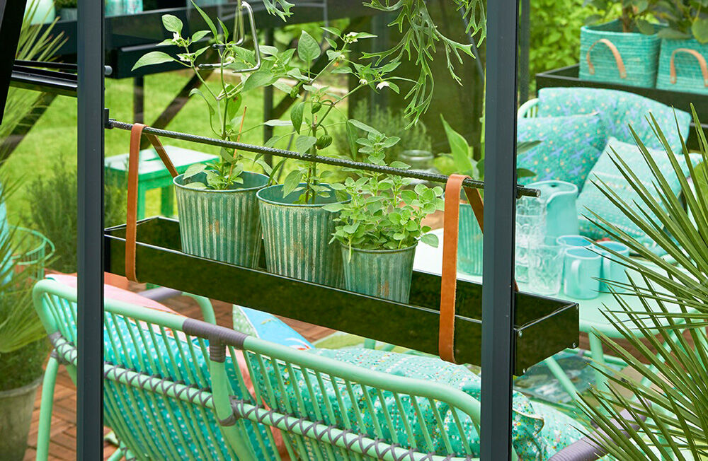 JULIANA Hanging Tray - Kweekschap - 6.00 cm - Zwart - 14.50 cm - 76.00 cm