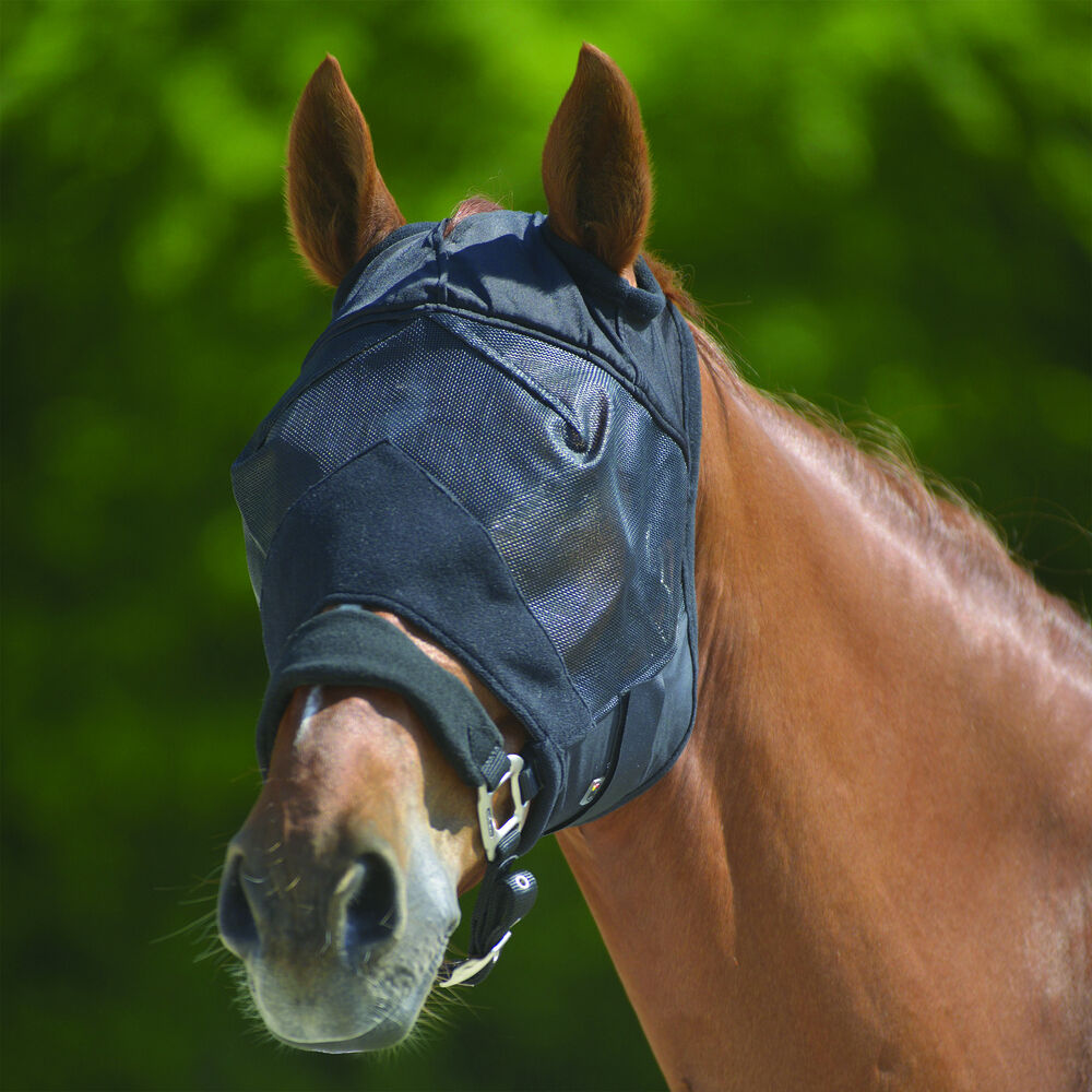 Waldhausen Premium - Vliegenmasker Paard - 18.50 cm - Zwart - 15.00 cm - Full - 8.00 cm