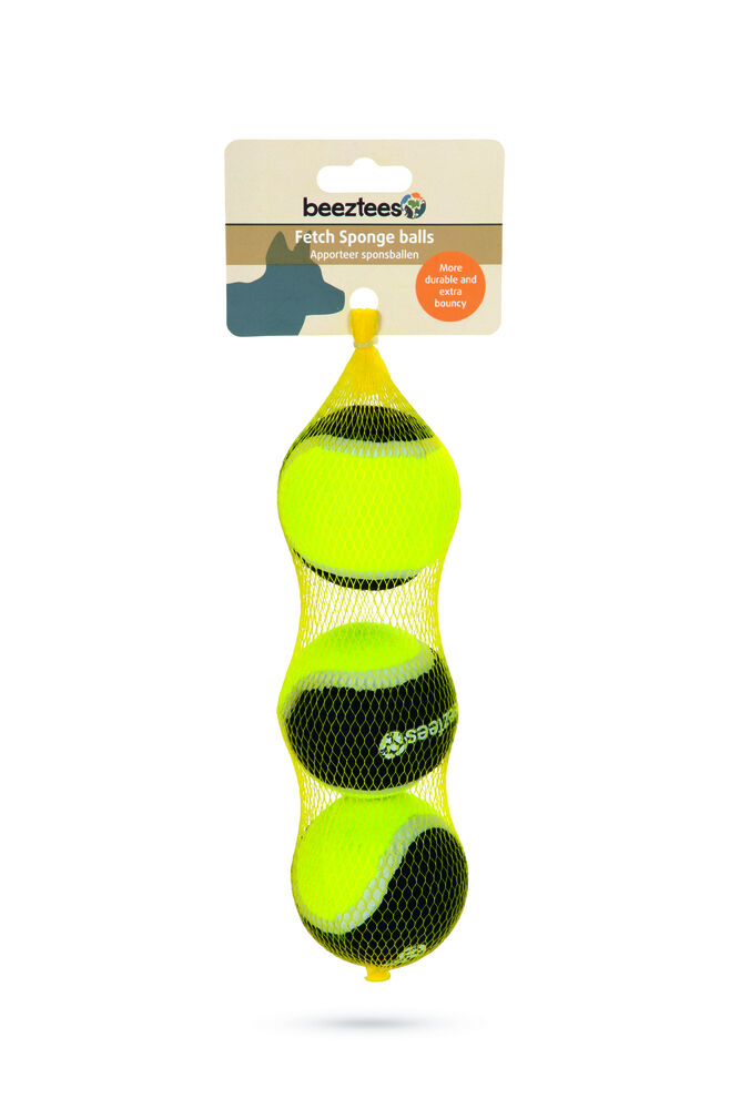 Beeztees Fetch Sponsbal - Hondenspeelgoed - Zwart Geel - 27.00x6.30x6.30 cm