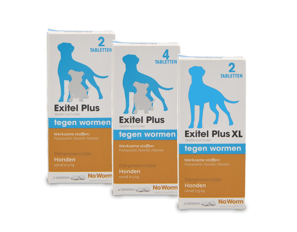 No Worm Exitel Plus XL Hond vanaf 17,5kg  Tabletten - Wormenmiddel - 2 stuks