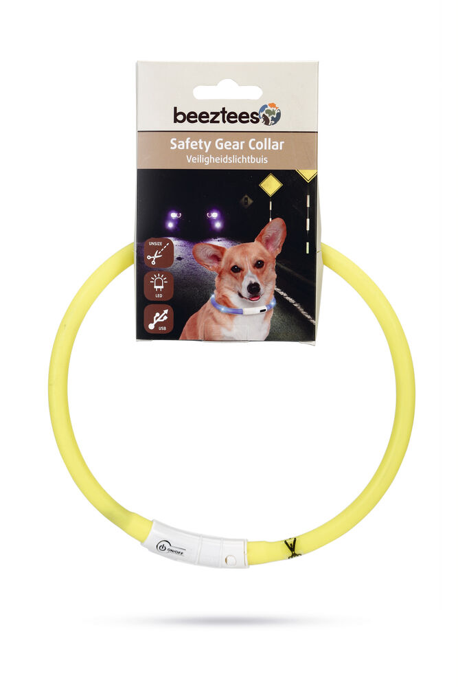 Beeztees Dogini USB - Lichtgevende Halsband  - Hond - 28.00 cm - geel - 10 mm - 20.00 cm - Medium - 70.00 cm