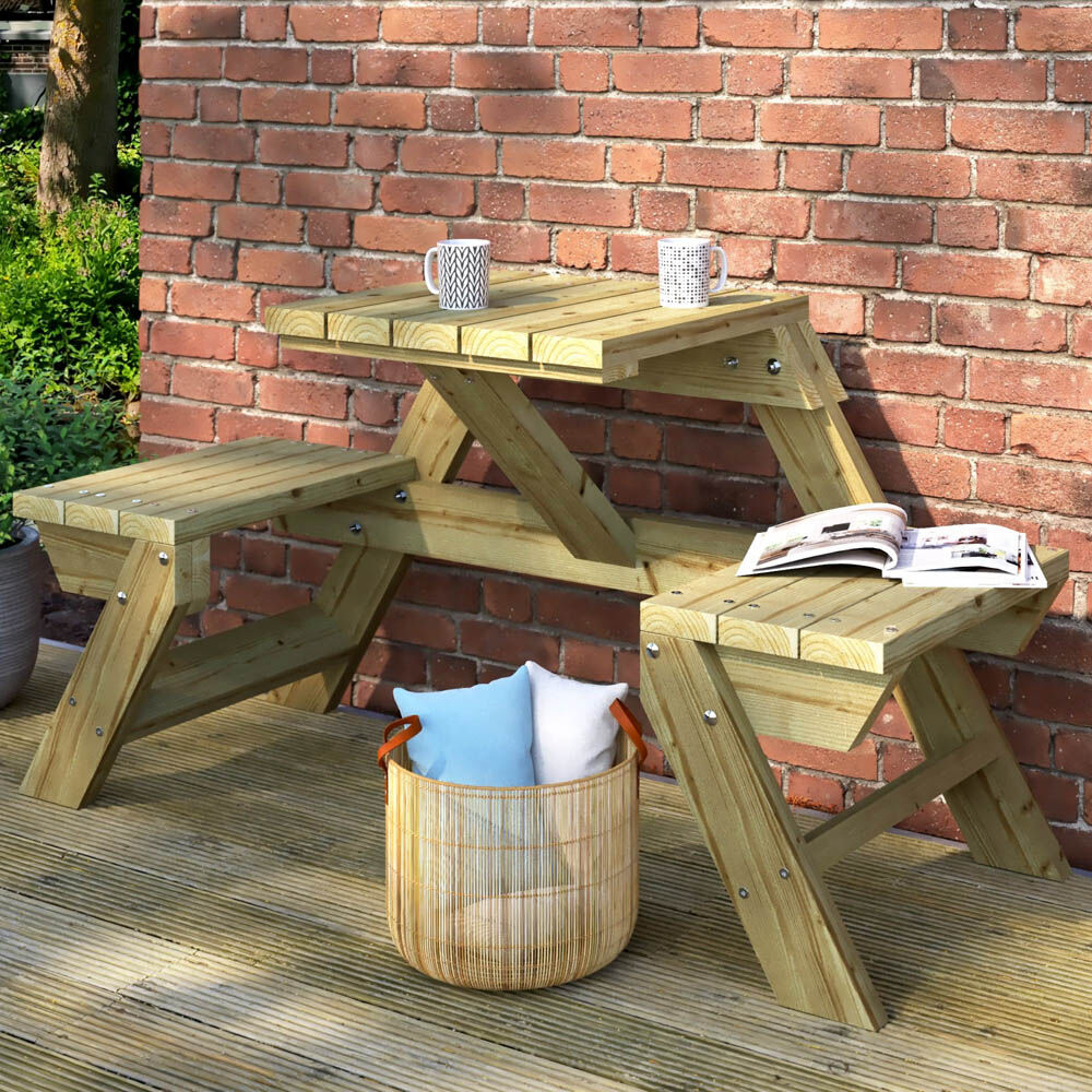 Outdoor Life Products Bente - Picknicktafel - Groen - 160x58x58 cm