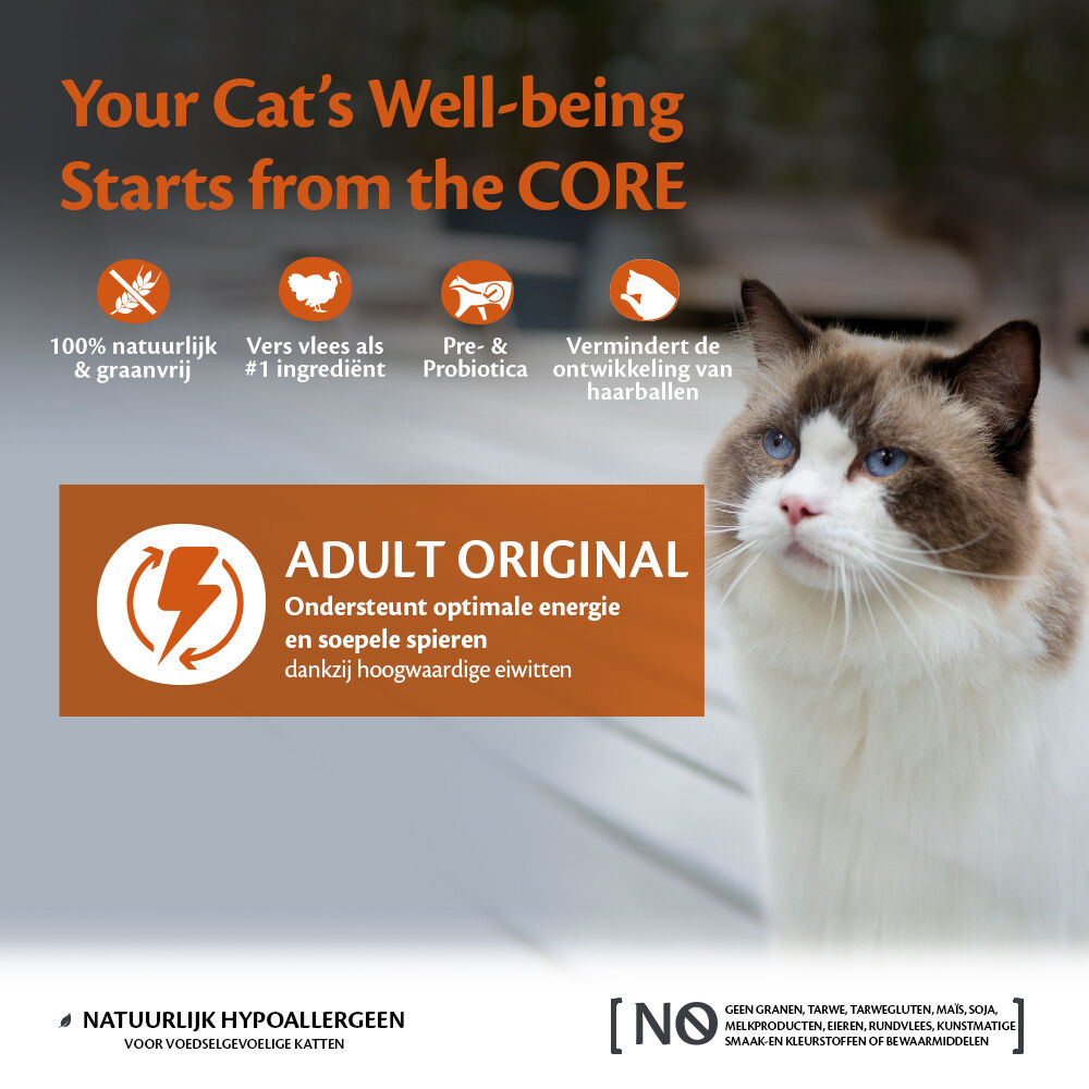 Wellness Core Adult Original - Kattenvoer - Kalkoen - Kip - 1,75 kg