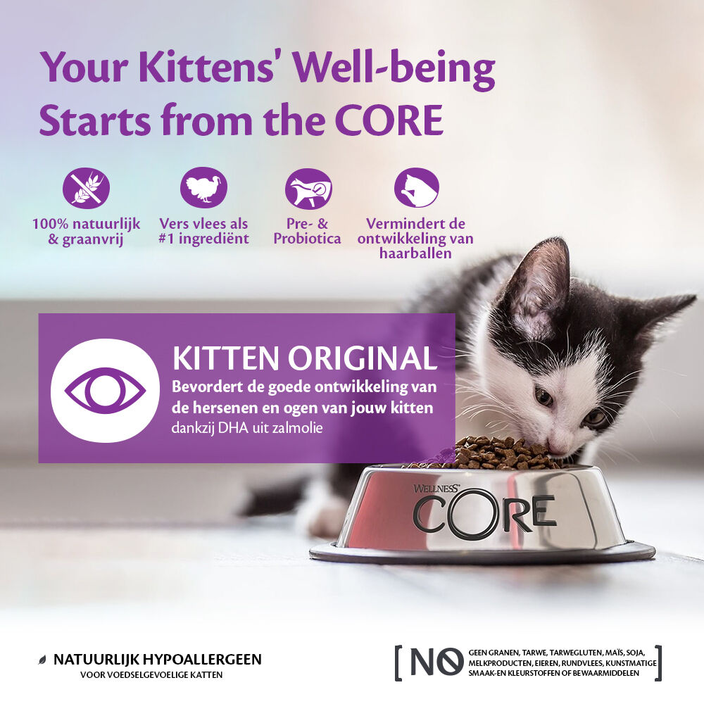 Wellness Core Kitten Original - Kattenvoer - Kalkoen - Zalm - 1,75 kg