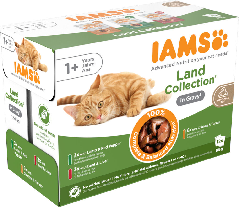 IAMS Land - Delights - 12x85 gram - Vlees - Kalkoen - 1,02 kg