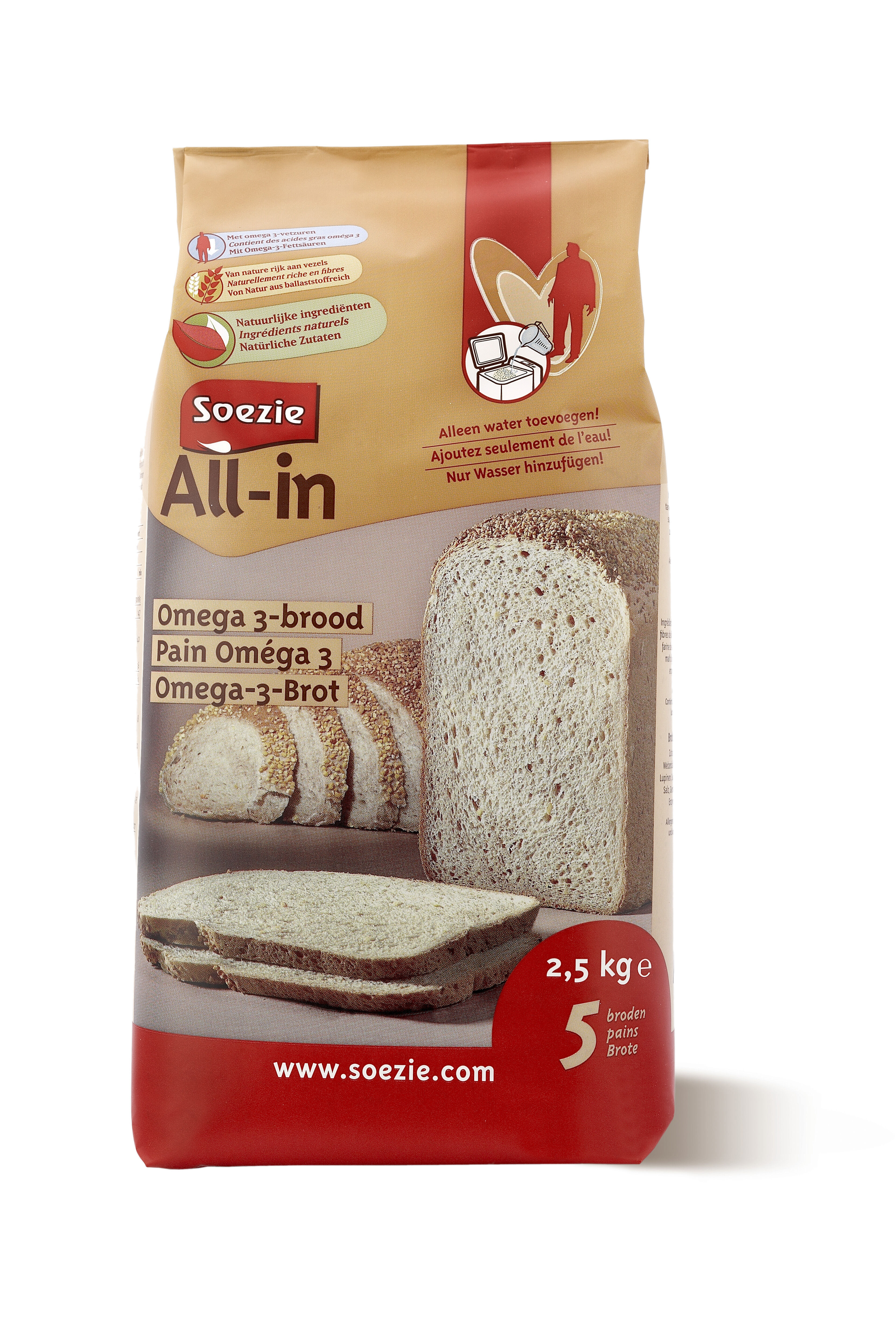 Soezie All-in-mix Omega 3 brood - Broodmeel Soezie All-in-mix Omega 3 brood - Broodmeel