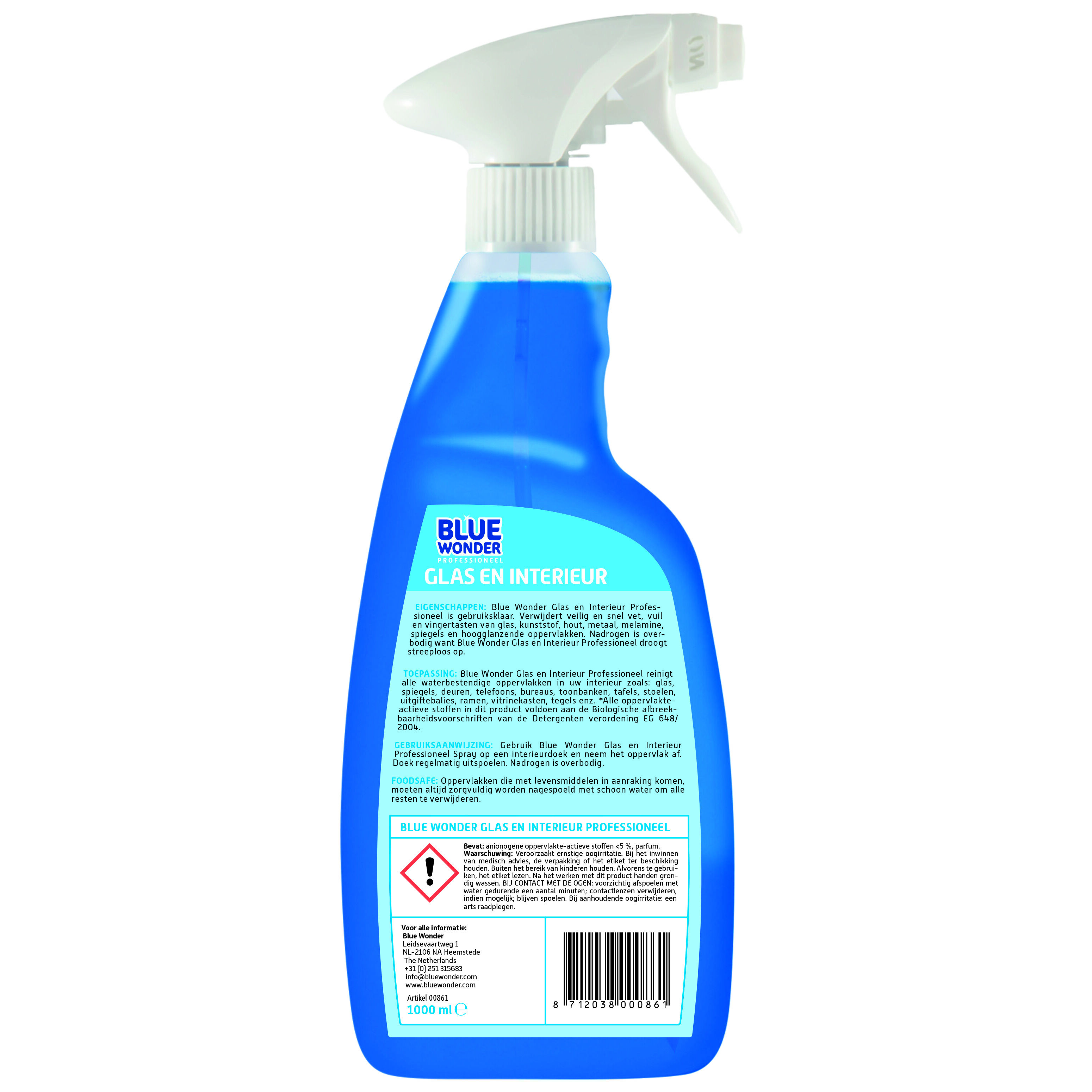 Blue Wonder Glas en interieur reiniger - Reinigingsmiddel - 1000 - 10 cm