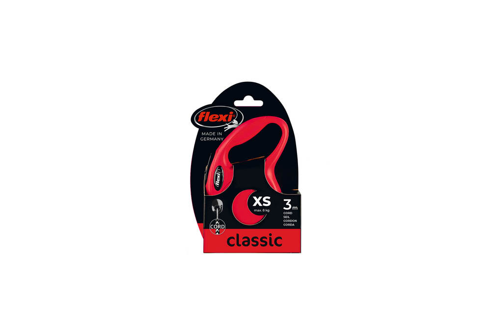 Flexi New Classic Koord - Rollijn - Hondenriem - rood - XS - 300 cm