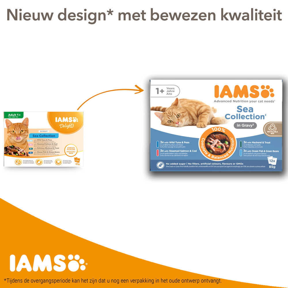 IAMS Sea - Delights - 12x85 gram - Vis - Zalm - 1,02 kg