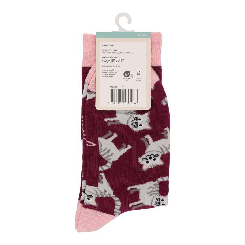 Welkoop Fun Kat - Sokken - Grijs - 35-38
