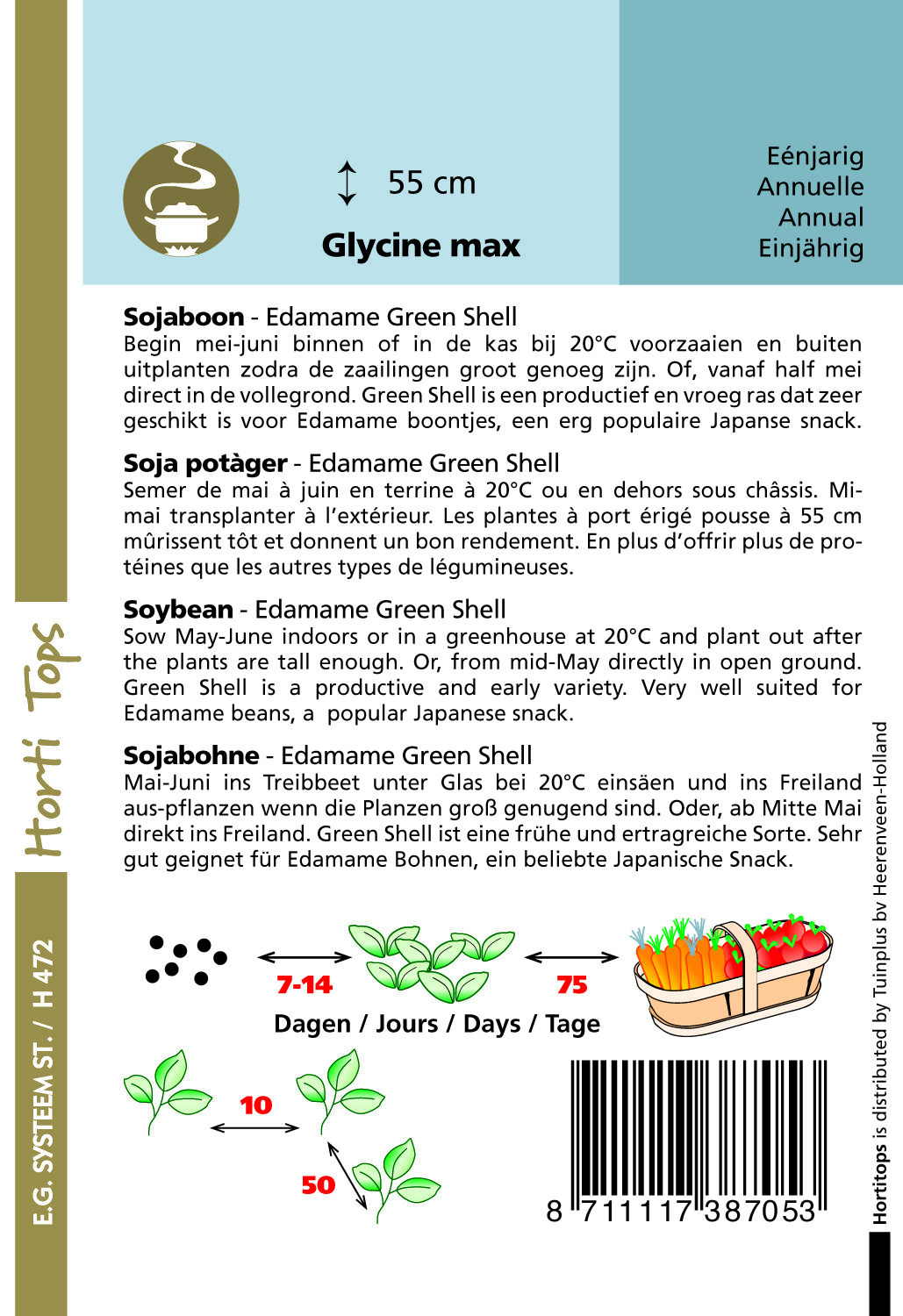 Hortitops Sojabonen/Edamame Green Shell Glycine max - Groentezaden - 10 gram
