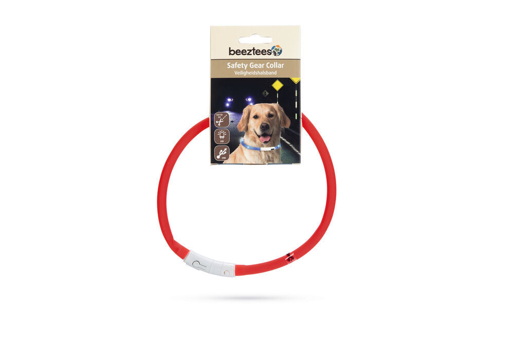 Beeztees Dogini USB - Lichtgevende Halsband  - Hond - 28.00 cm - rood - 10 mm - 20.00 cm - 70.00 cm