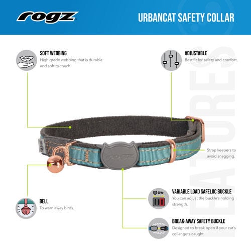 Rogz - Kattenhalsbandje - 31 cm - 2.00 cm - Goud - 2.00 cm - S - 23.70 cm