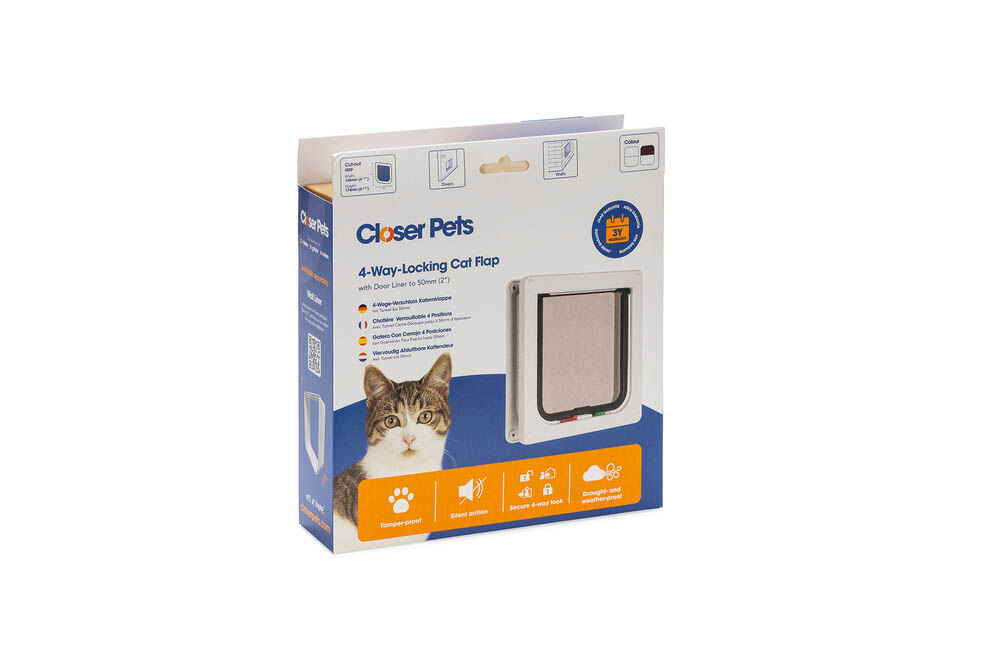 Closer Pets 235 4-Way-Locking - Kattenluik - Wit - 23.5x20x6.2 cm