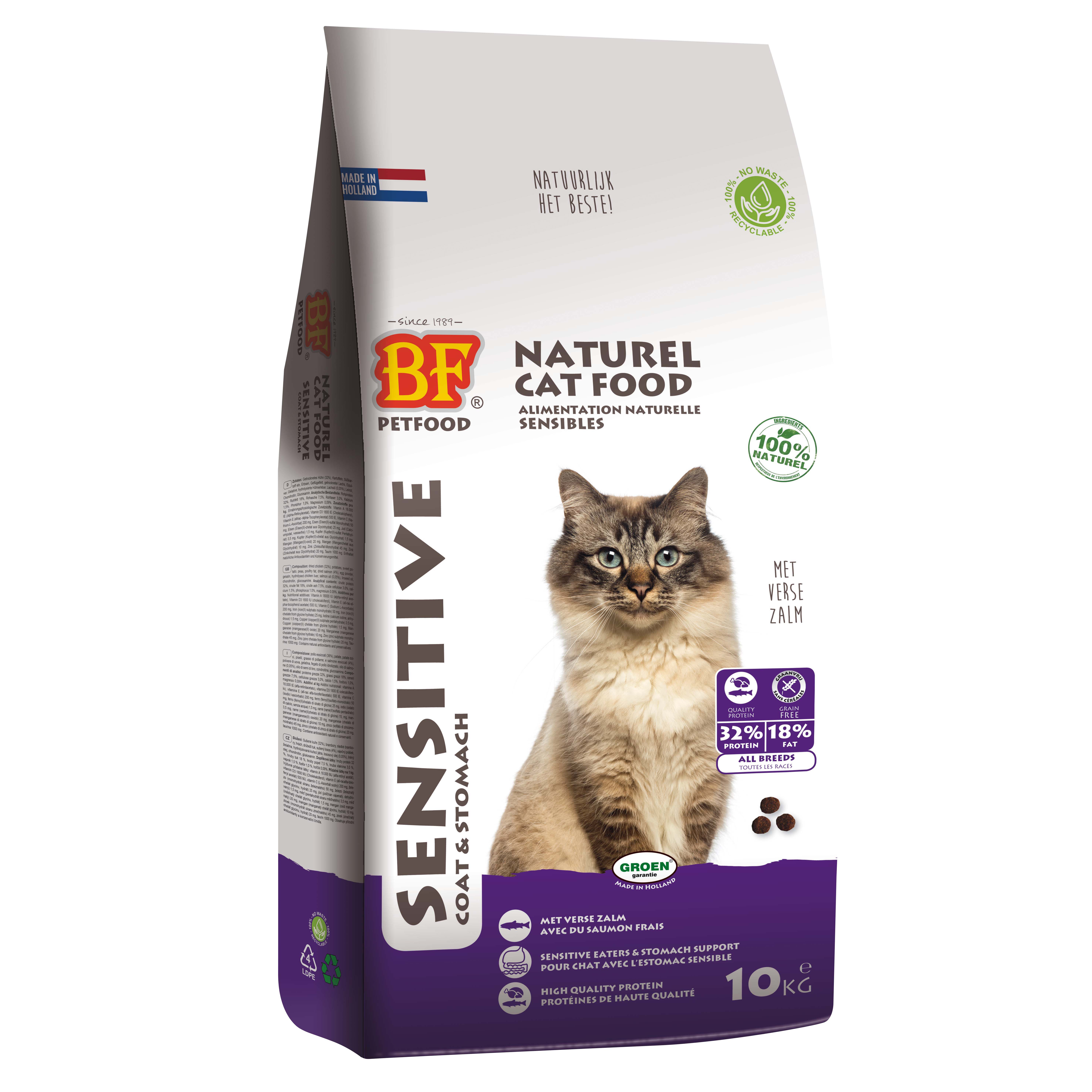 BF Petfood Sensitive Coat & Stomach - Kattenvoer - Zalm - 10 kg