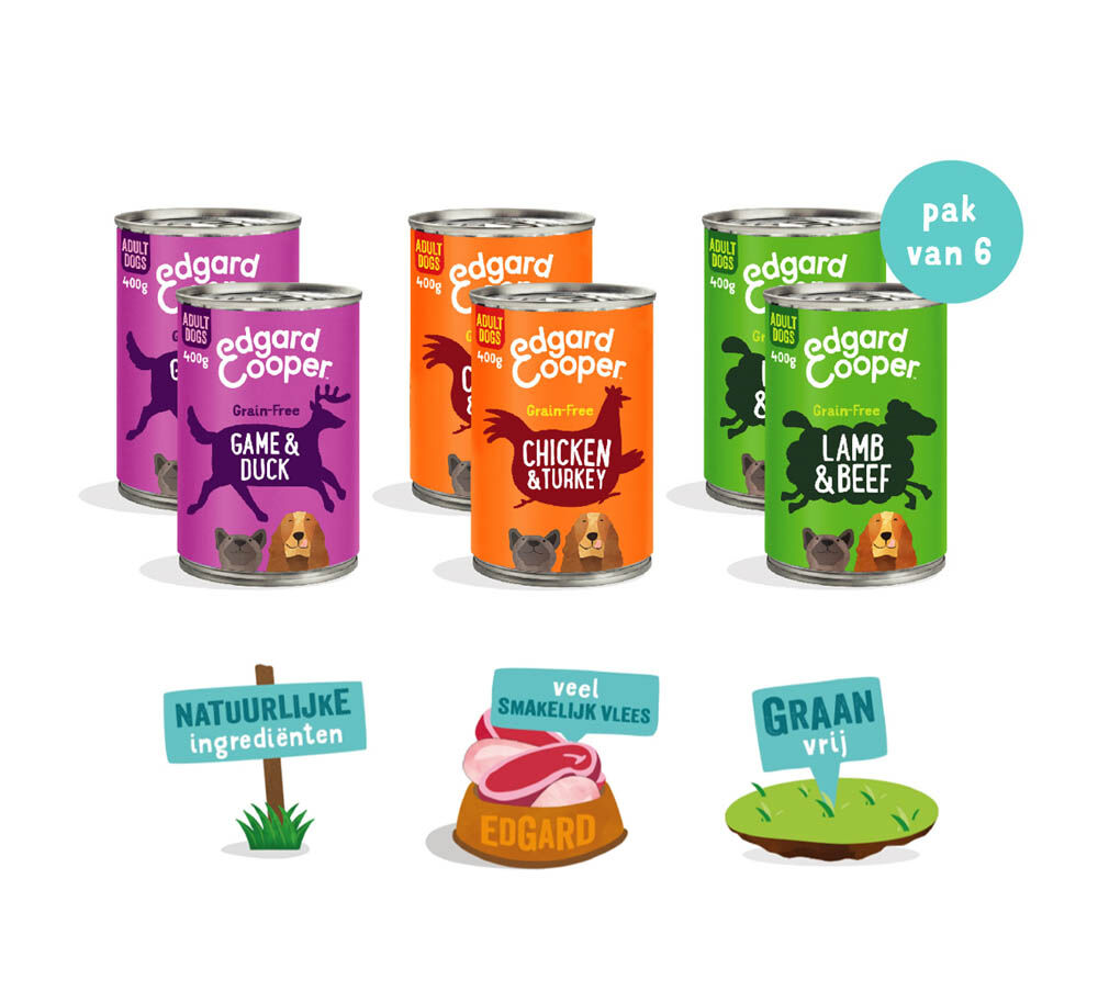 Edgard & Cooper Adult Multipack - Hondenvoer - 6x400 gram - Hert - Kip - 2,4 kg