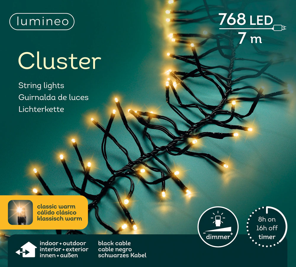 Lumineo Clusterverlichting - Kerstverlichting - 768 - 17.7 cm - Klassiek warm wit Lumineo Clusterverlichting - Kerstverlichting - 768 - 17.7 cm - Klassiek warm wit
