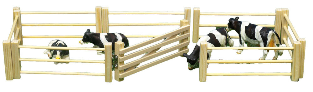 Kids Globe Houten afrastering 6-delig inclusief hek 1:32 - Accessoires