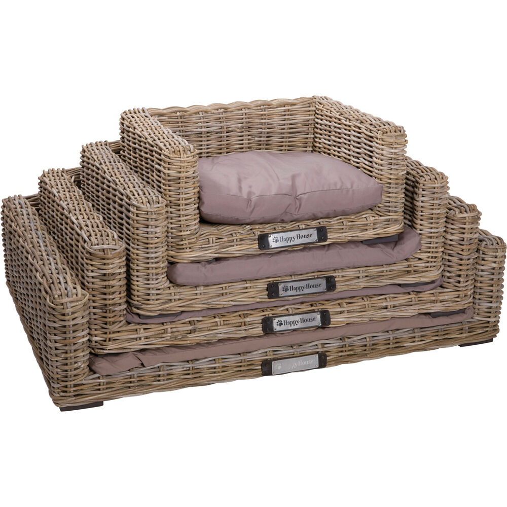 Happy-House Hondenbank Riet - Hondenmand - 30.00 cm - Beige/Bruin - 60.00 cm - M - 80.00 cm