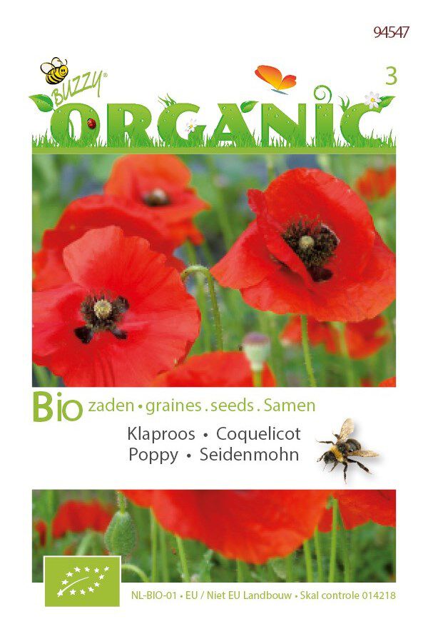 Organic Papaver Papaver rhoeas - Bloemzaden Organic Papaver Papaver rhoeas - Bloemzaden