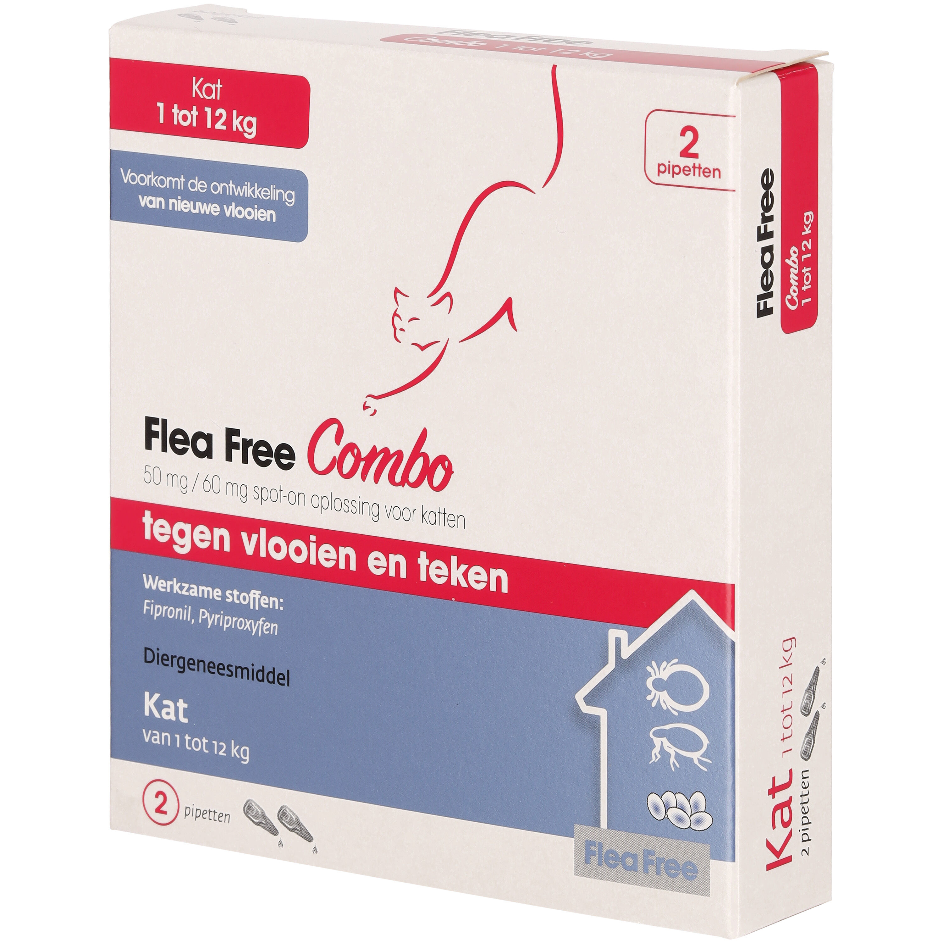 Flea Free Ectoline duo Kat 2 pipetten - Vlooien- en tekenmiddel