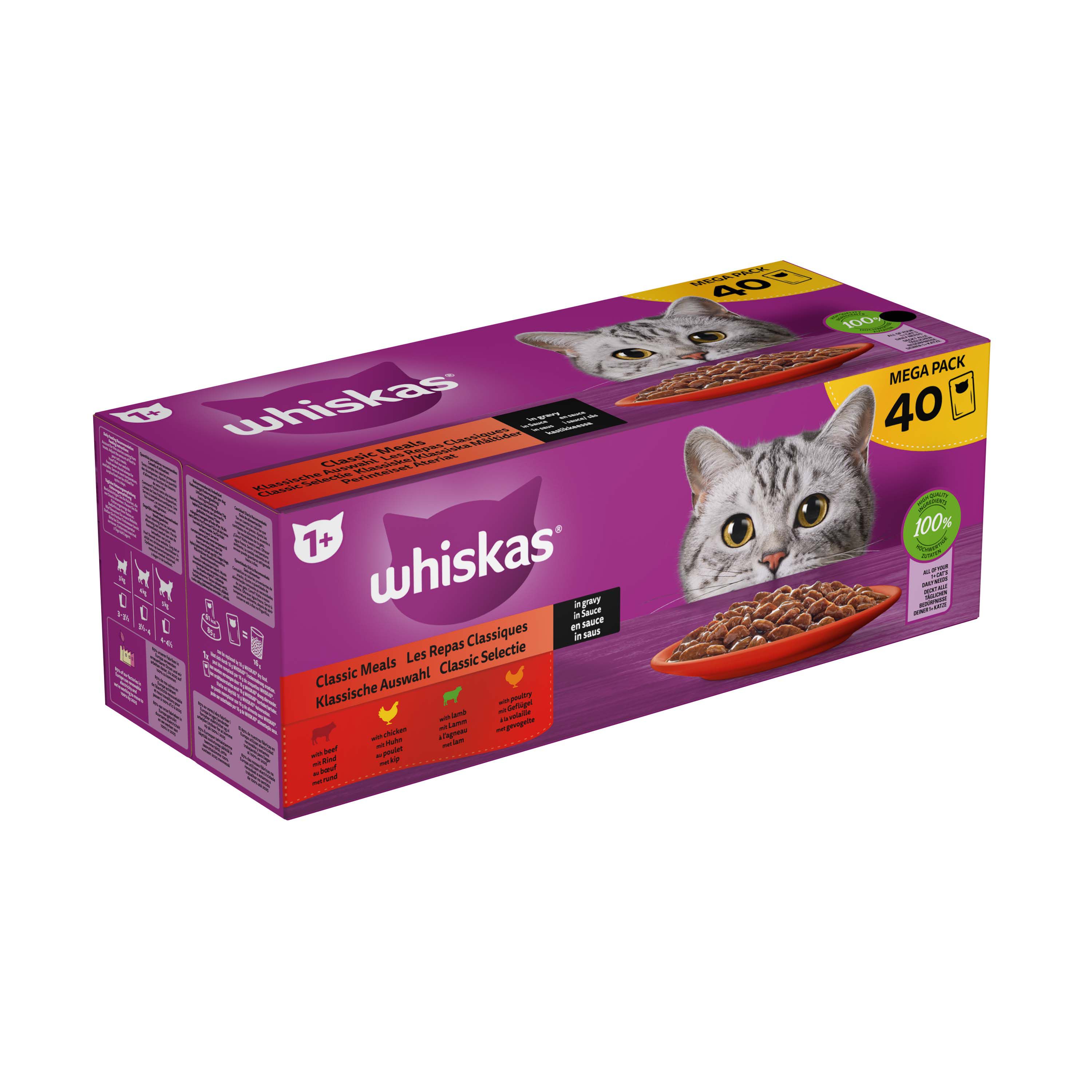 Whiskas  1+ Classic Selectie - Kattenvoer - 40x85 gram - 3400.00 - saus