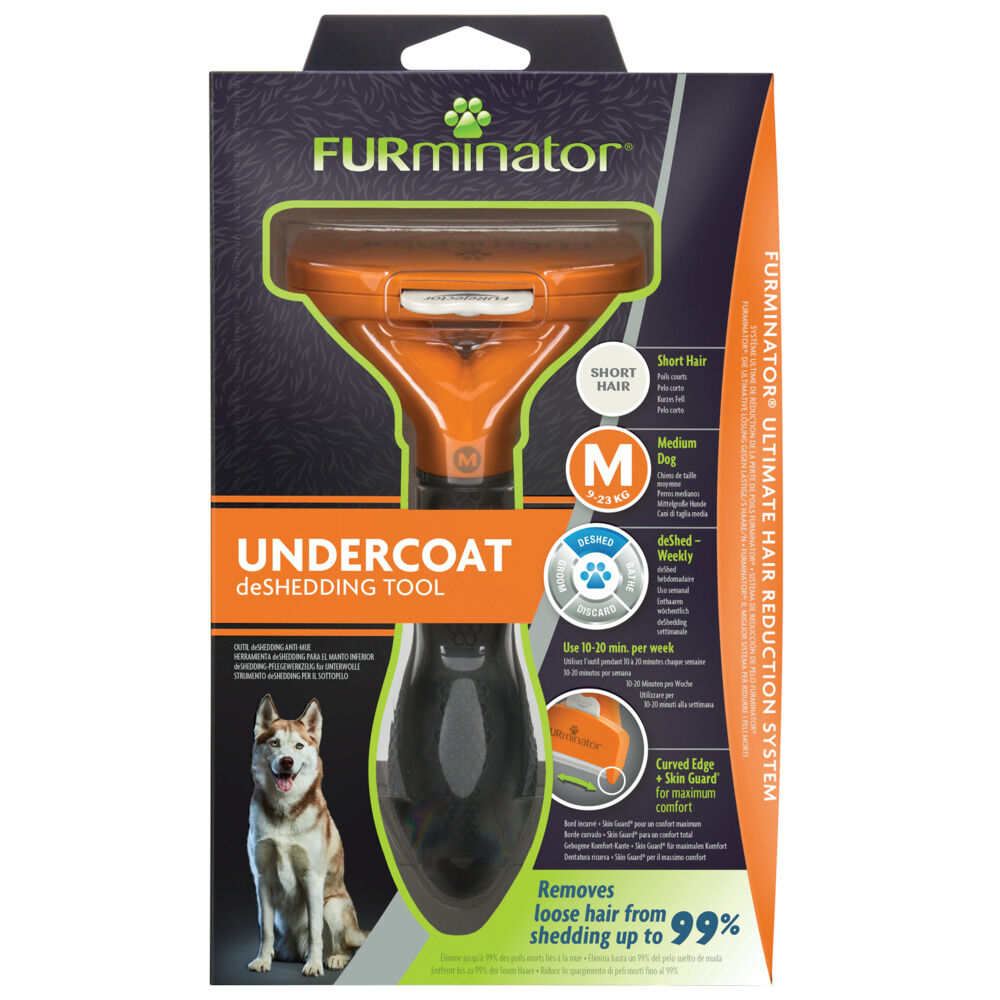 FURminator Hond Kort Haar - Borstel - 23.00 cm - Oranje Zwart - 12.00 cm - M - 7.00 cm
