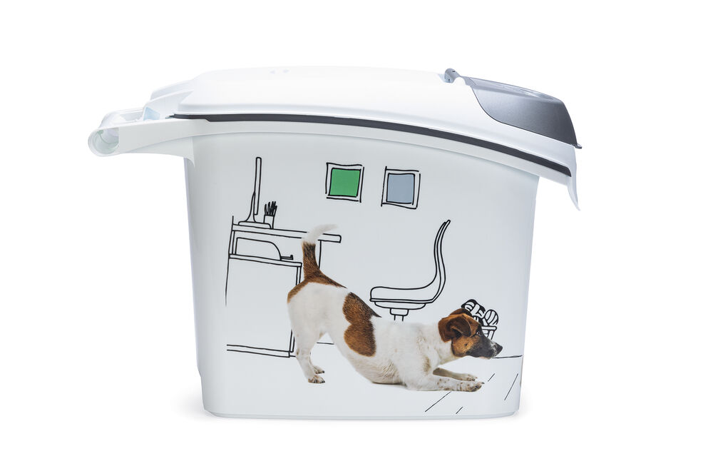 Curver Hond - Voercontainer - 15.00 l - 36.00 cm - Wit Grijs - 51.00 cm - 23.00 cm
