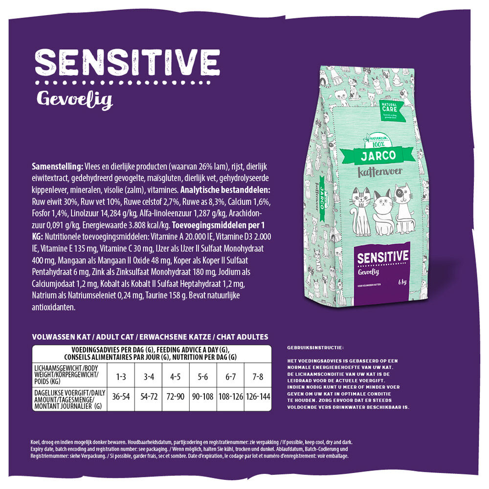 Jarco Natural Sensitive - Kattenvoer - 6.00 - lam