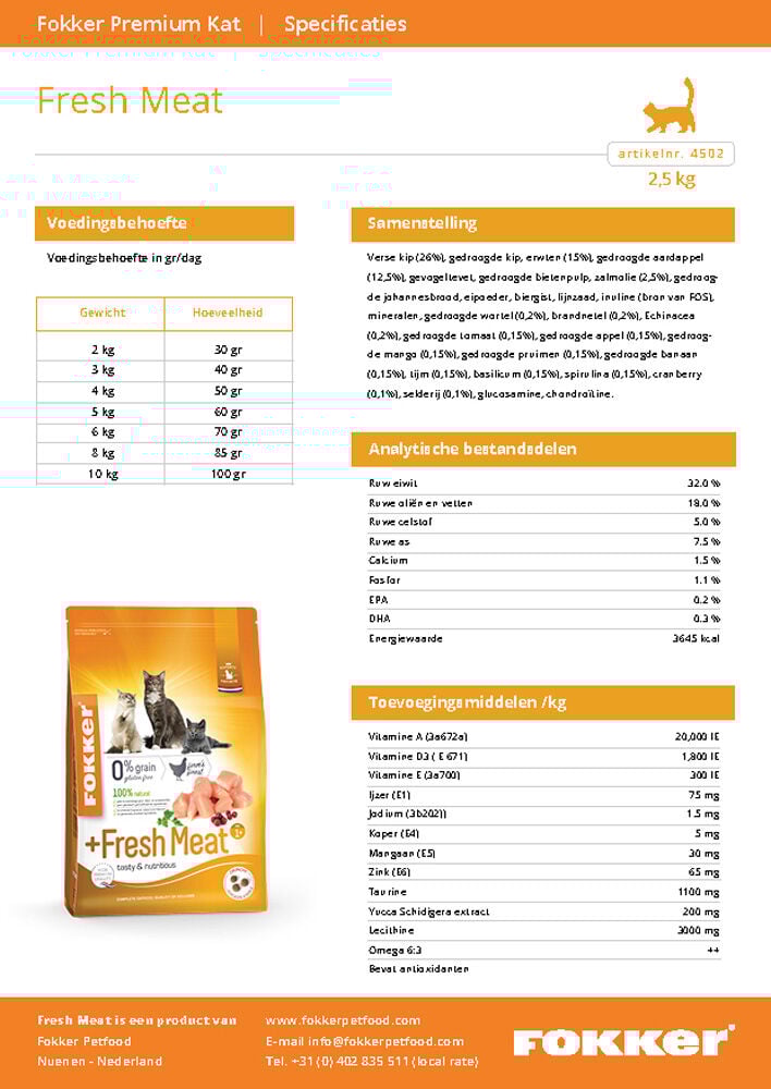 Fokker Fresh Meat - Kattenvoer - 7.00 - kip