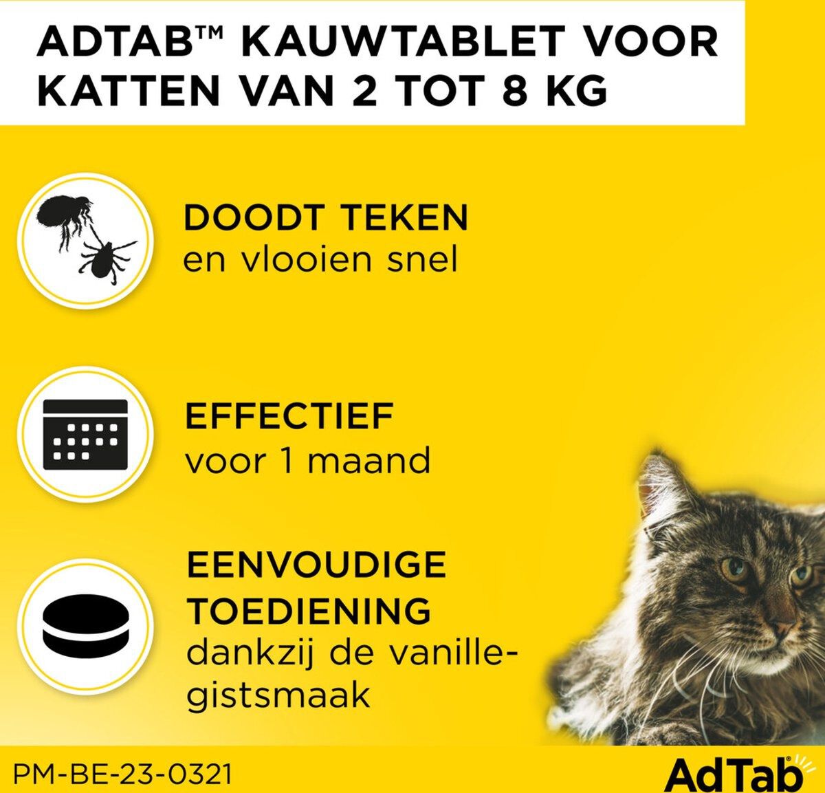 AdTab kauwtabletten kat 2-8 kg - Anti vlooien- en tekenmiddel - Groot