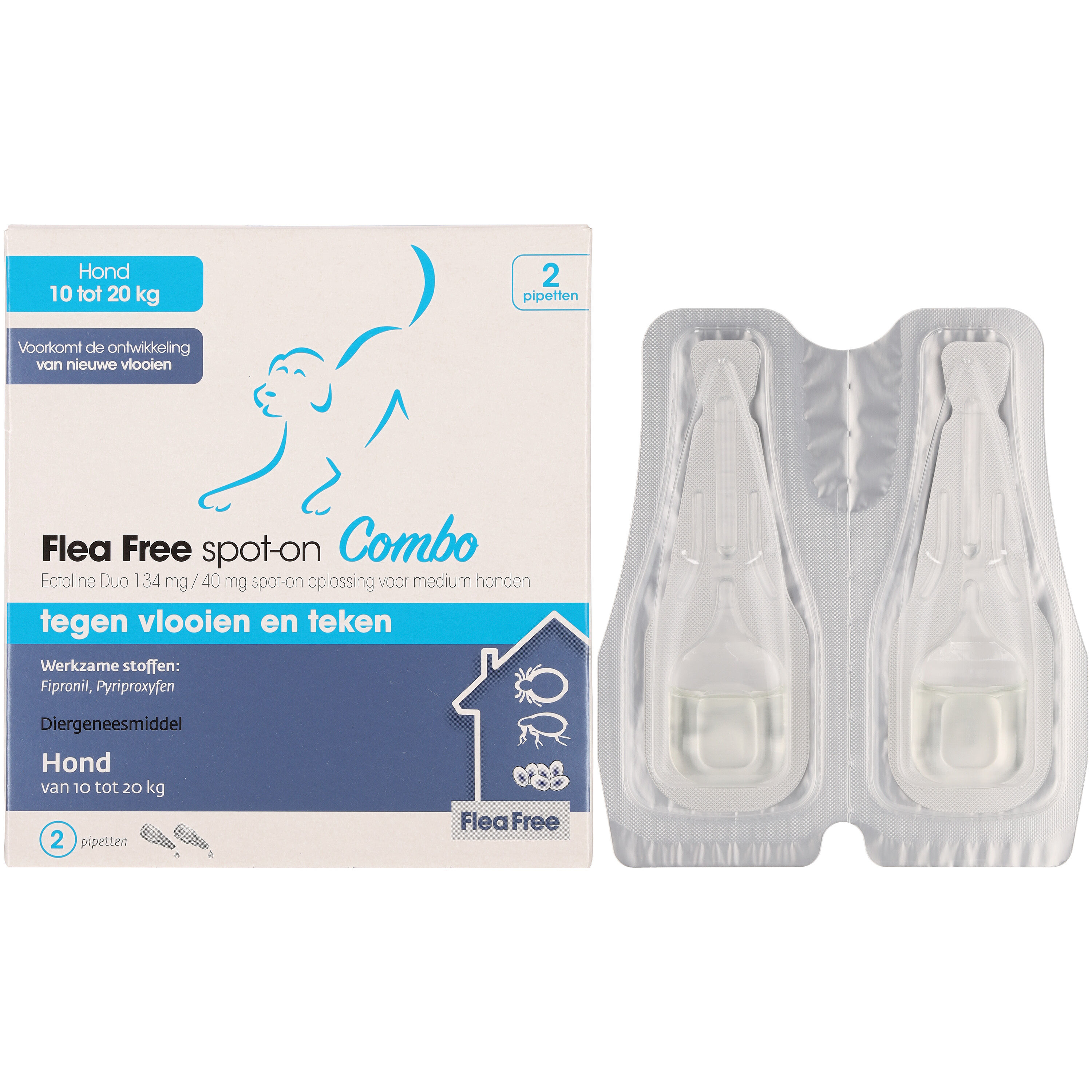 Flea Free Spot-On Combo - Pipetten - Anti vlooien en teken Hond - 15.00 cm - 11.20 cm - 3.40 cm