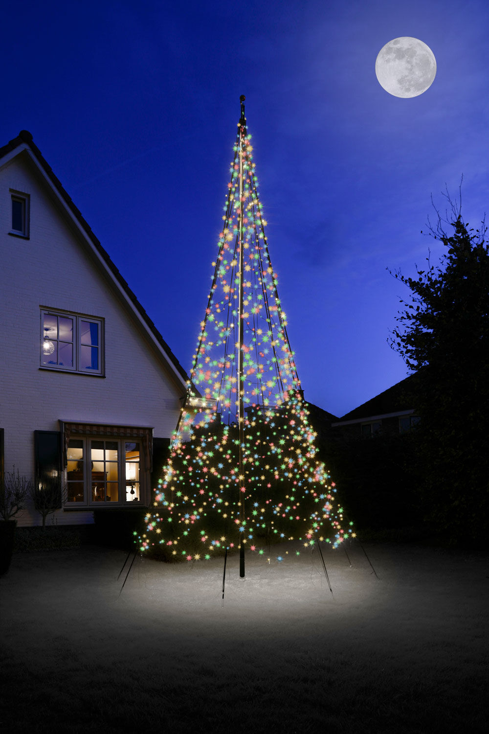 Fairybell 6 meter - Vlaggenmast kerstboom - 600 cm - 1200 lampjes - Multicolor