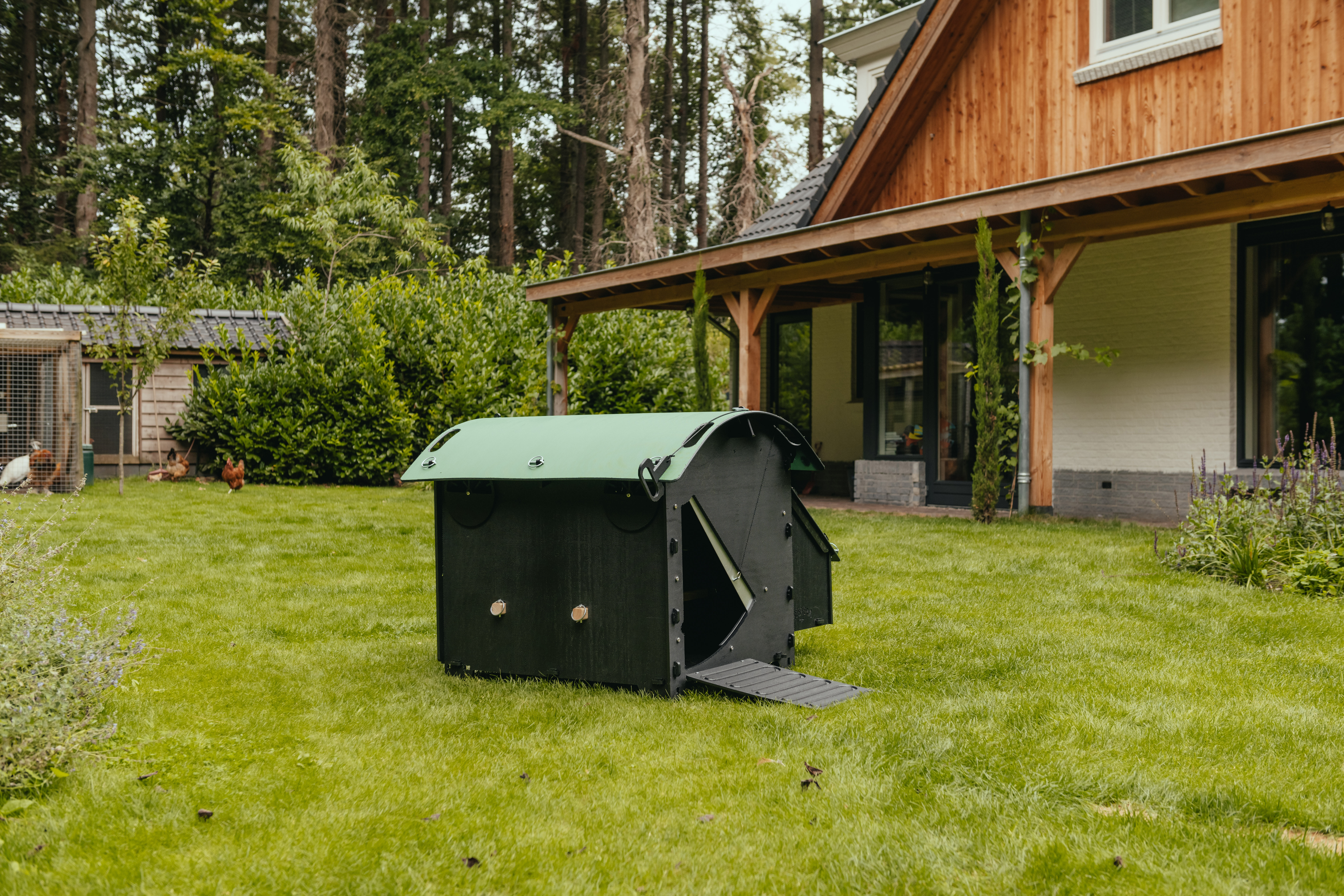 Nestera House - Kippenhok - tot 8 kippen - 78.00 cm - Zwart/Groen - 91.00 cm - L - 80.00 cm