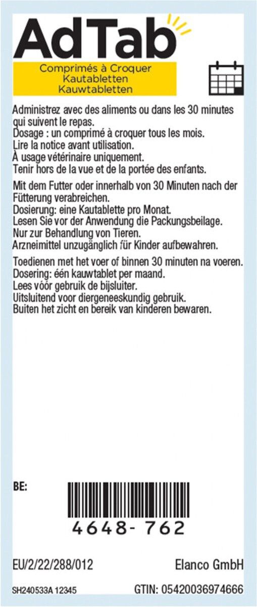 AdTab kauwtabletten kat 0.5-2 kg - Anti vlooien- en tekenmiddel - Klein
