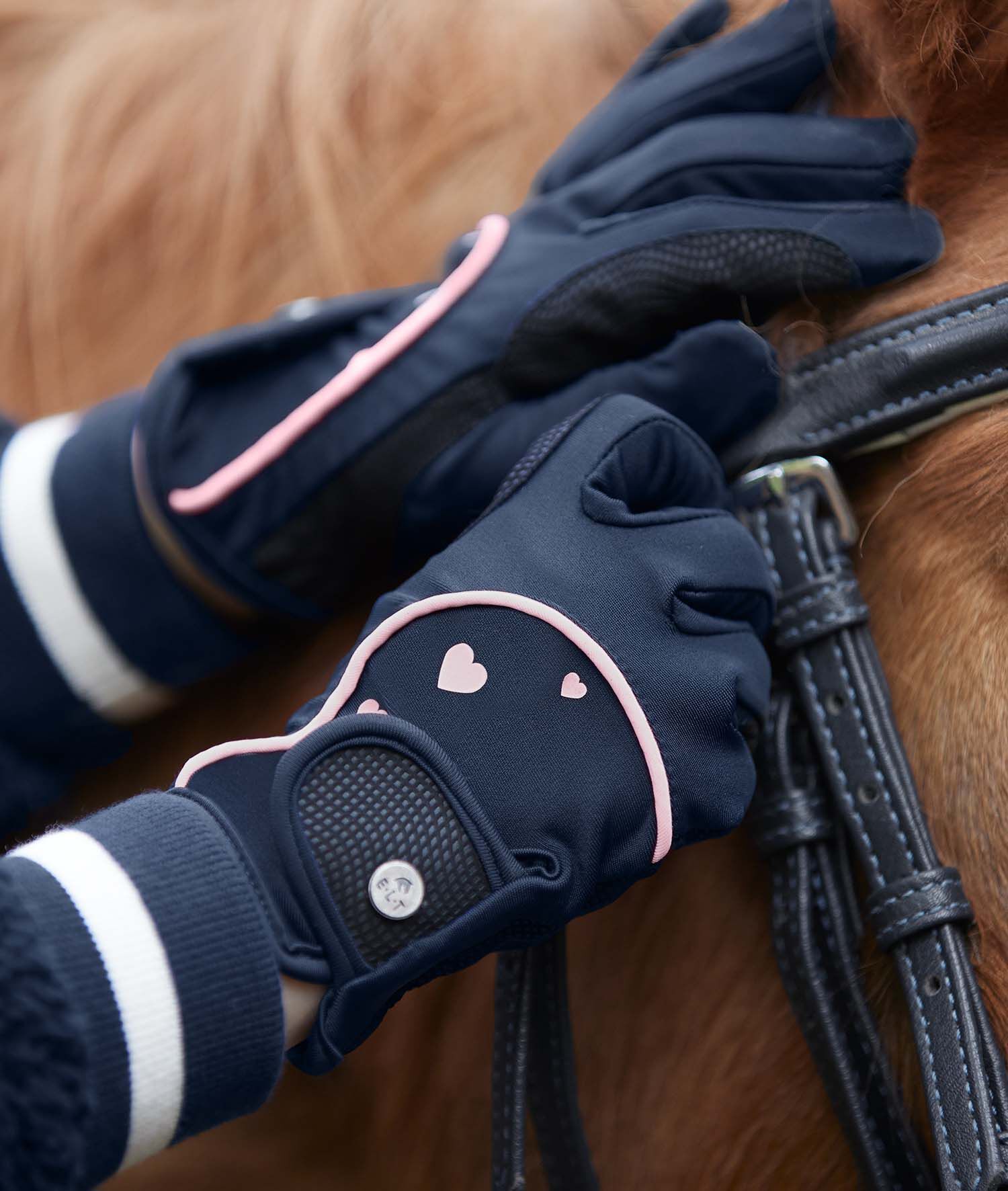 ELT Metropolitan heart - Paardrijhandschoenen - 7-9 jaar - Blauw